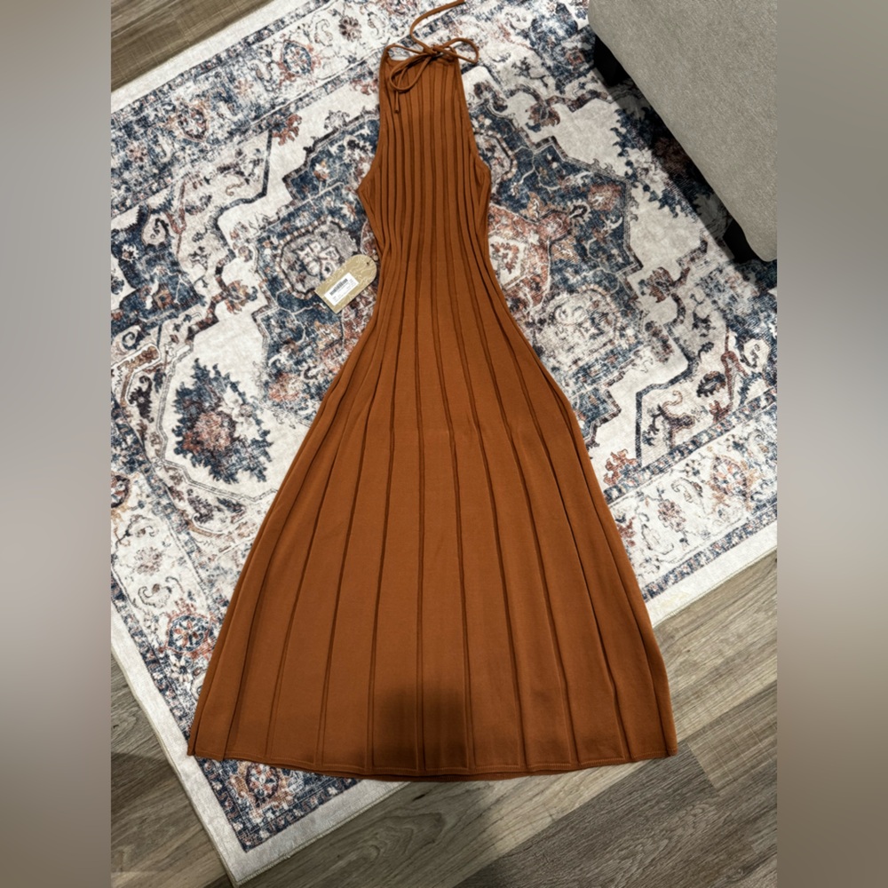 Meshki Halter Ribbed Dress NWT